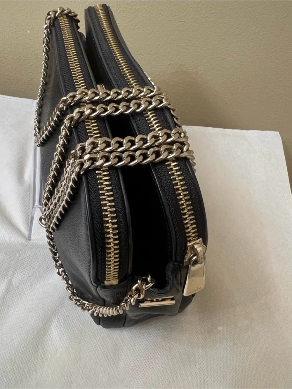 Furla Leather Double zipper Crossbody EUC